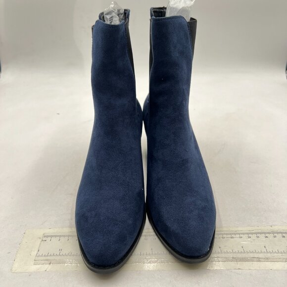 FOWT Deep Blue Men Fashion Round Toe Block Low Heel Stretchy Pull On Ankle Boots main image 5